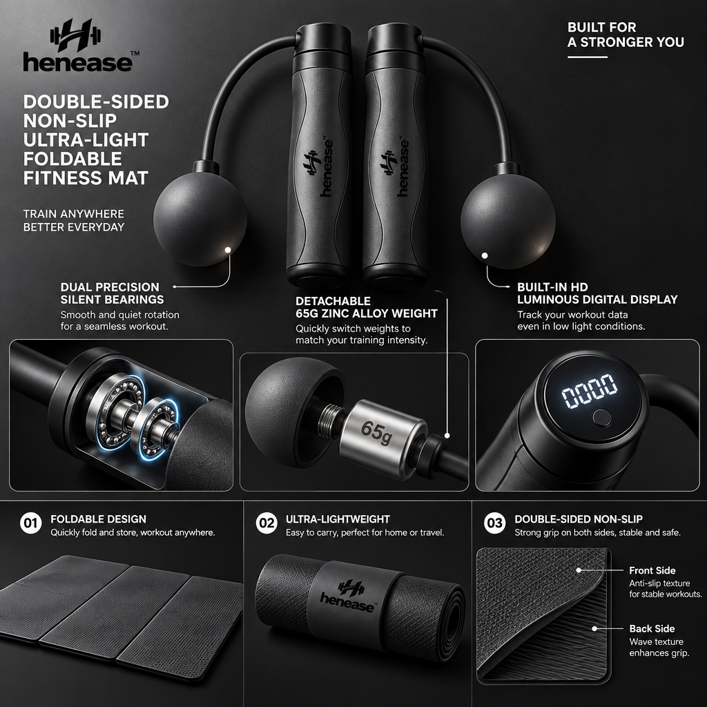 henease™ Cordless Weighted Electronic Jump Rope with Magnetic Resistance