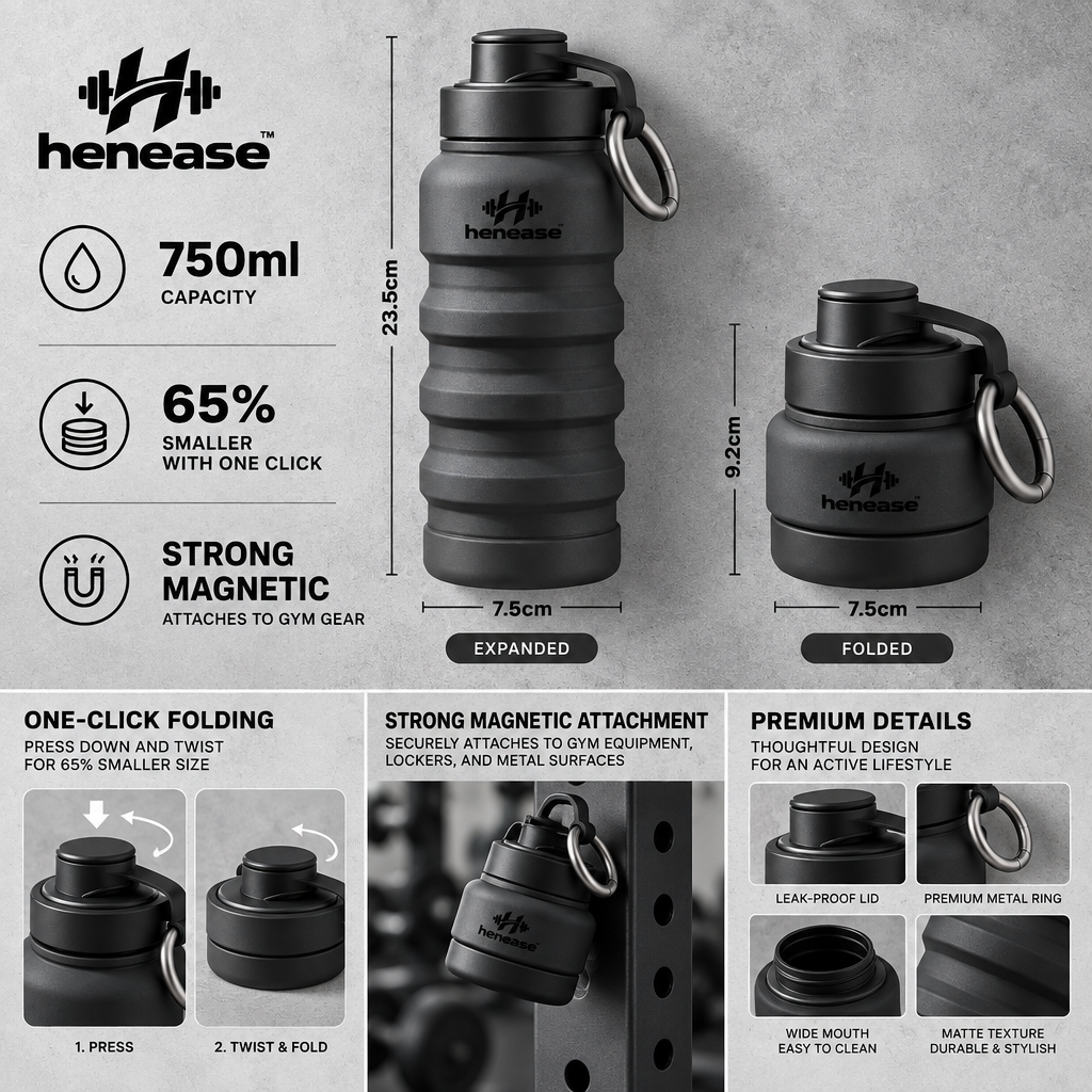 henease™ Matte Magnetic Foldable Fitness Water Bottle