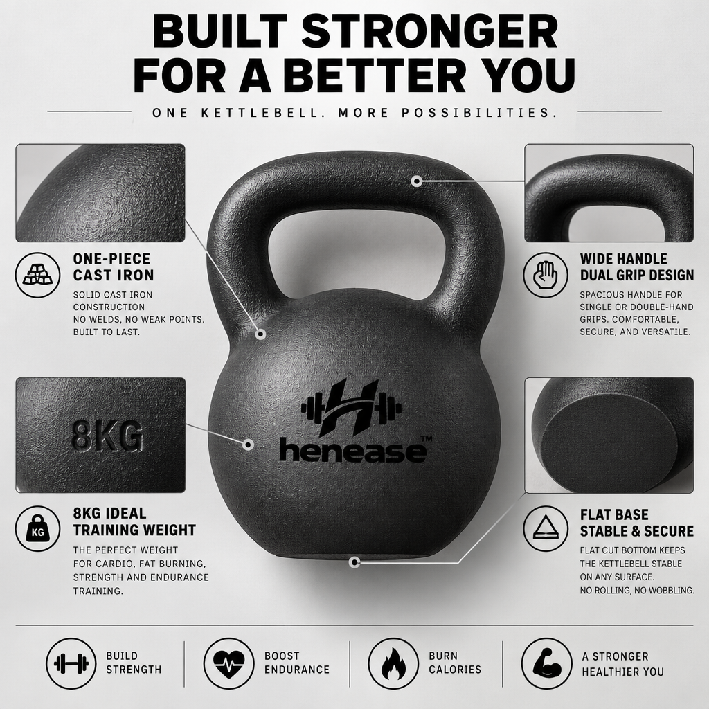 henease™ Solid Cast Matte Kettlebell